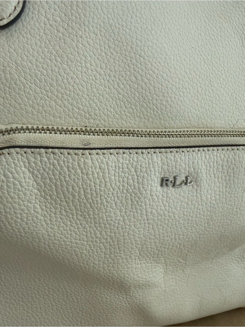 Lauren Ralph Lauren Lowell Tote White Pebbled Leather I - Picture 3 of 16